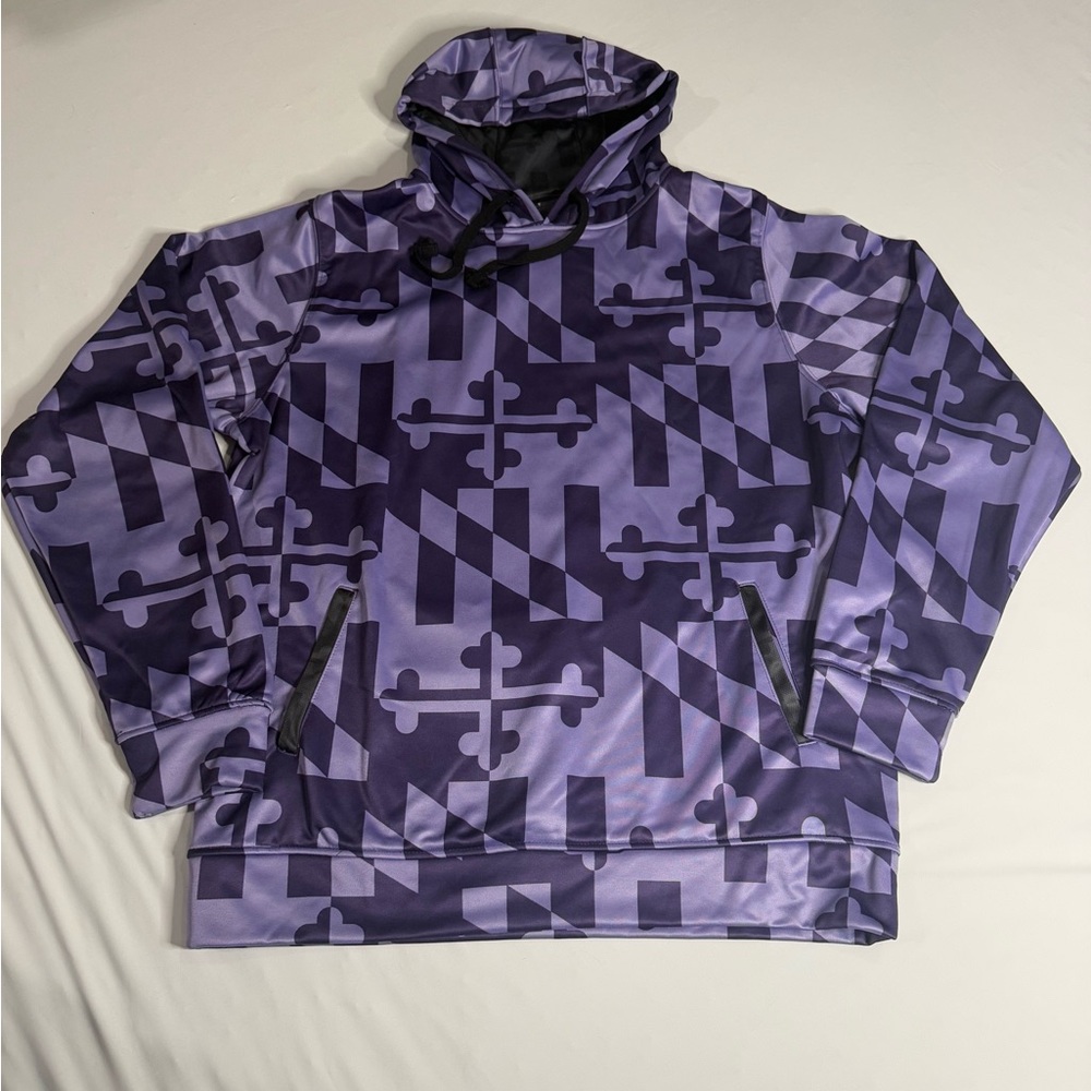 Baltimore Ravens Purple Maryland Flag Pullover Hoodie Mens XL Route One‎ Apparel